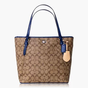 COACH 經典(直)款托特包_卡其/藍色