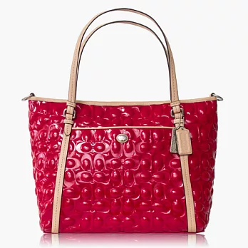 COACH 經典造型亮皮兩用托特包(橫款)_熱情紅