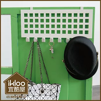 【ikloo】方格棋盤門後掛勾氣質白