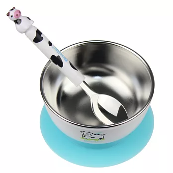 Basilic 貝喜力克不鏽鋼吸盤碗附湯匙 (藍/紫顏色隨機出貨)