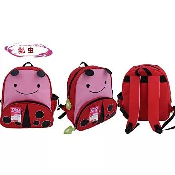 可愛動物兒童多用途背包(刺繡的設計時尚感100%可當書包或背包使用外出攜帶方便)紅色瓢蟲