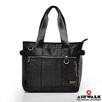 【美國 AIRWALK】經典滿版LOGO質感側肩包-神祕黑