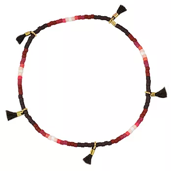 SHASHI 紐約品牌 OMBRE LILU 流蘇幸運手鍊 咖啡紅白漸層色 微顆粒珠珠