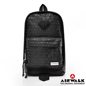 【美國 AIRWALK】經典滿版LOGO質感單肩包 -小-神祕黑