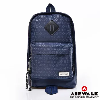 【美國 AIRWALK】經典滿版LOGO質感單肩包 -小-丈青藍