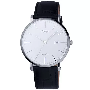 LICORNE 極簡生活風日期顯示腕錶-白x黑/大