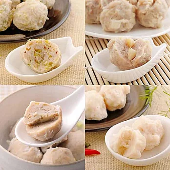 【巧口手工丸子】海陸大餐A組(芹菜貢丸+茡薺貢丸+虱目魚丸+花枝丸)