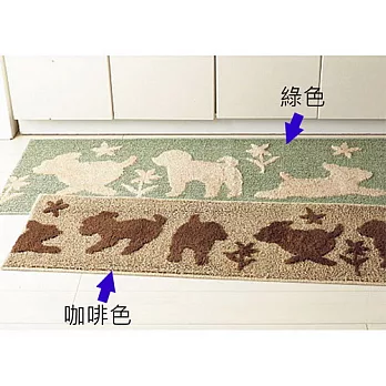 【cecile雜貨】可愛動物圖案混棉柔感地墊(小狗系120x45)咖啡色
