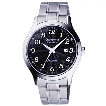 Roven Dino羅梵迪諾 雅痞時尚簡約日期腕錶-黑X銀/大