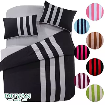 DUYAN《Sporty fashion-灰》拼布線條雙人加大四件式被套床包組