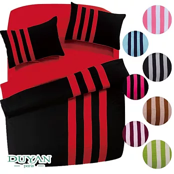 DUYAN《Sporty fashion-紅》拼布線條雙人加大四件式被套床包組