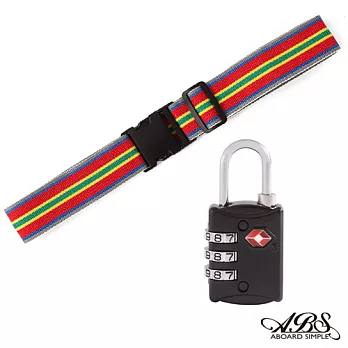 ABS愛貝斯 台灣製旅行箱束帶及TSA海關鎖旅遊安全配件組 (99-018R束帶A13)