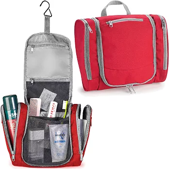 《VOYAGER》掛式銀邊盥洗收納袋(紅)