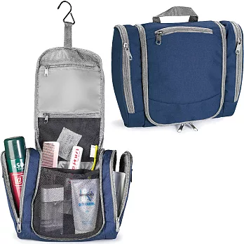 《VOYAGER》掛式銀邊盥洗收納袋(藍)