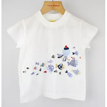 【愛的世界】MY BABY魚群結隊短袖T恤/1~2歲-台灣製-80白色