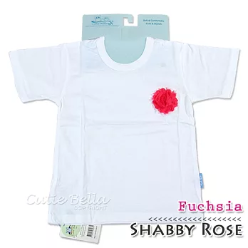 Cutie Bella短袖上衣/T恤-白T Shabby Rose-Fuchsia