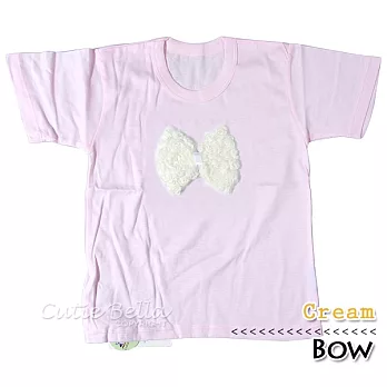 Cutie Bella短袖上衣/T恤-粉T Bow-Cream