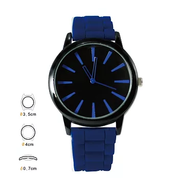 《GENEVA》610bk 黑色甜心-原宿簡約馬卡龍(第五代) 大錶盤腕錶(深藍)