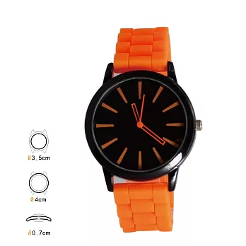 《GENEVA》610bk 黑色甜心-原宿簡約馬卡龍(第五代) 大錶盤腕錶(桔色)