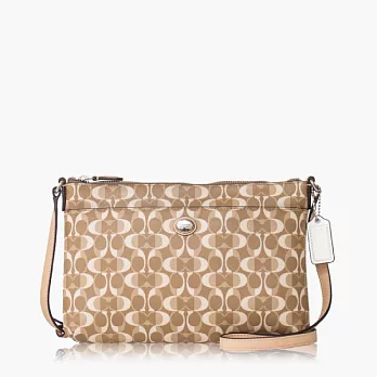 COACH 輕便型PVC材質前口袋斜肩背包(小款)_米色