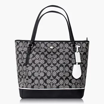 COACH 經典(直)款洞洞托特包_黑灰色