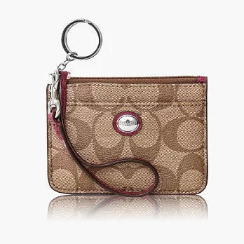 COACH 簡約造型鑰匙圈/零錢包_卡其/紫