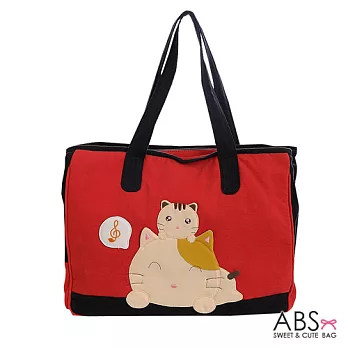 ABS貝斯貓 Music Cat 拼布肩提包 手提袋 (鮮豔紅) 88-123