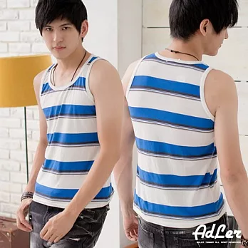 【Kiasma】繽紛橫條紋背心(白底藍條)FREE白底藍條