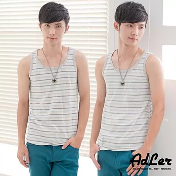 【Kiasma】型男橫條背心(淺藍咖啡細條)FREE淺藍咖啡細條