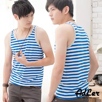 【Kiasma】型男橫條背心(藍白細條)FREE藍白細條