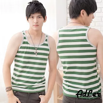 【Kiasma】型男橫條背心(白綠條)FREE白綠條