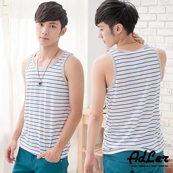 【Kiasma】型男橫條背心(白底藍細條)FREE白底藍細條