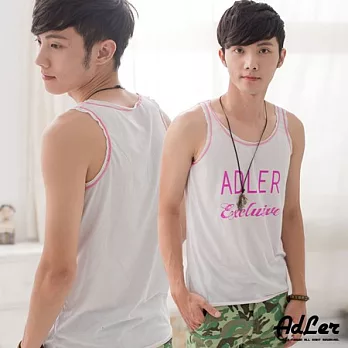 【Kiasma】型男首選印花背心(白底桃線)FREE白底桃線