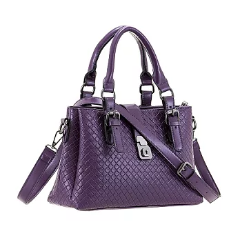 PrincessParty 磁釦編織皮革真皮女包(小)-共三色紫色