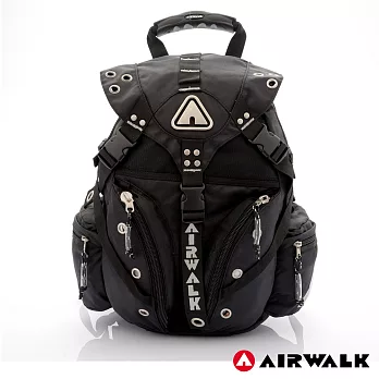 【美國 AIRWALK】美式潮流三叉扣尼龍大後背包 -潮淺灰