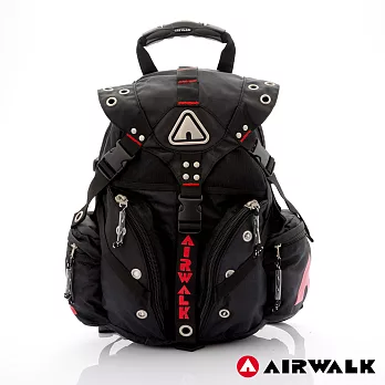 【美國 AIRWALK】美式潮流三叉扣尼龍大後背包 -火熱紅