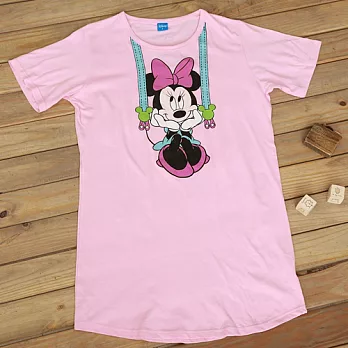 ROUAN柔安 迪士尼米妮白日夢純棉印花連身家居服-粉