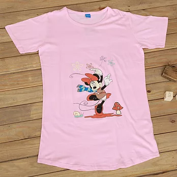 ROUAN柔安 迪士尼米妮飛舞篇純棉印花連身家居服-粉