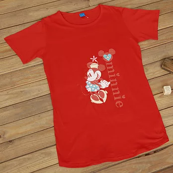 ROUAN柔安 迪士尼米妮俏皮風純棉印花連身家居服-紅