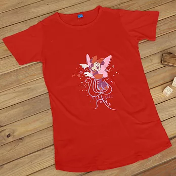 ROUAN柔安 迪士尼米妮仙子純棉印花連身家居服-紅