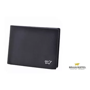 【BRAUN BUFFEL．德國小金牛】MACHT馬毛系列九卡可翻式短夾-經典黑