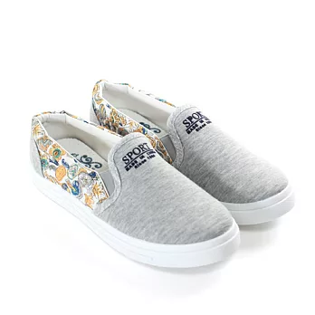 ◤Green Phoenix◥雙拼花布休閒帆布鞋37灰色