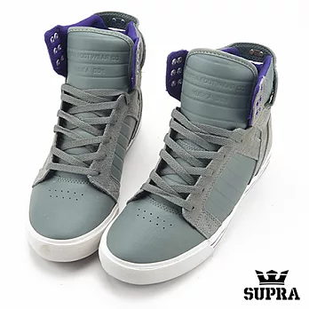 SUPRA 中筒皮質滑板運動休閒板鞋6藍灰x紫