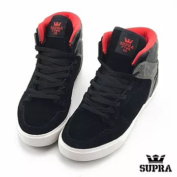 SUPRA 中筒滑板運動休閒板鞋8.5絨黑x絨灰x紅