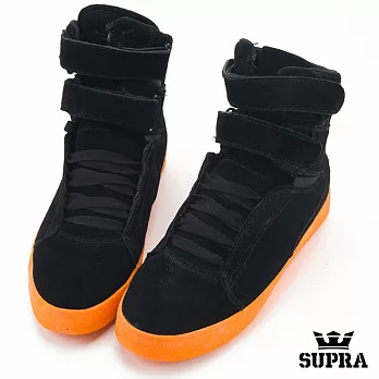 SUPRA 高筒滑板運動休閒鞋款8絨黑x亮橘