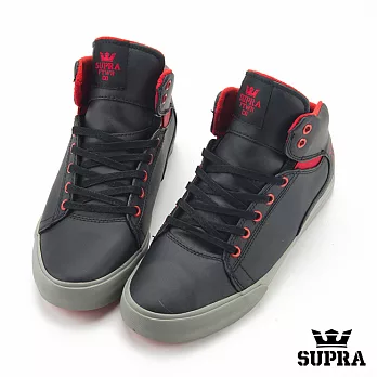 SUPRA 中筒皮質滑板運動休閒板鞋9黑x灰x紅