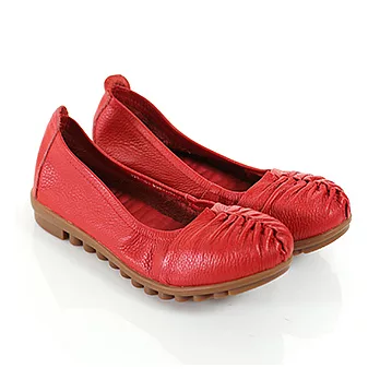 ◤Green Phoenix◥小牛皮乳膠鞋墊娃娃包鞋23紅色