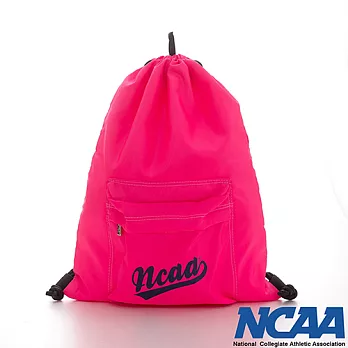 NCAA - 大字母 附口袋束口拉繩後背包 - 桃粉桃粉
