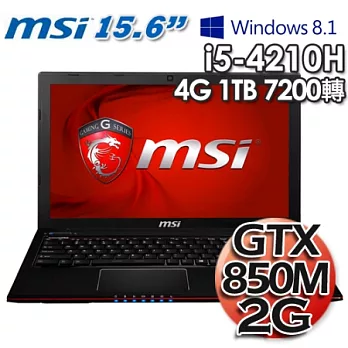 微星MSI GE60 2PC i5-4210H GTX850 2G獨顯 15.6吋Win8.1遊戲機筆電(GE60 2PC-BB5421H4G1T0S81M)