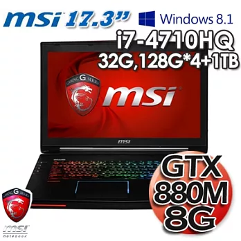 MSI 微星 GT72 2PE 17.3吋 i7-4710HQ 8G獨顯 Win8.1電競筆電(GT72 2PE-BB747132G1T0DB81M)